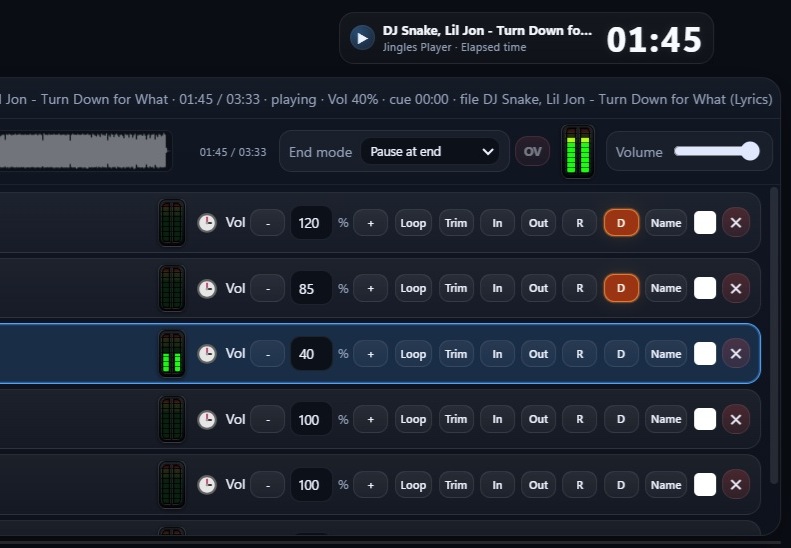 DoubleMix Player per-track audio settings